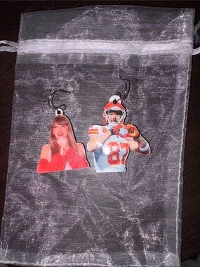 Red Novelty Drop Earrings - Taylor Swift & Travis Kelce Design